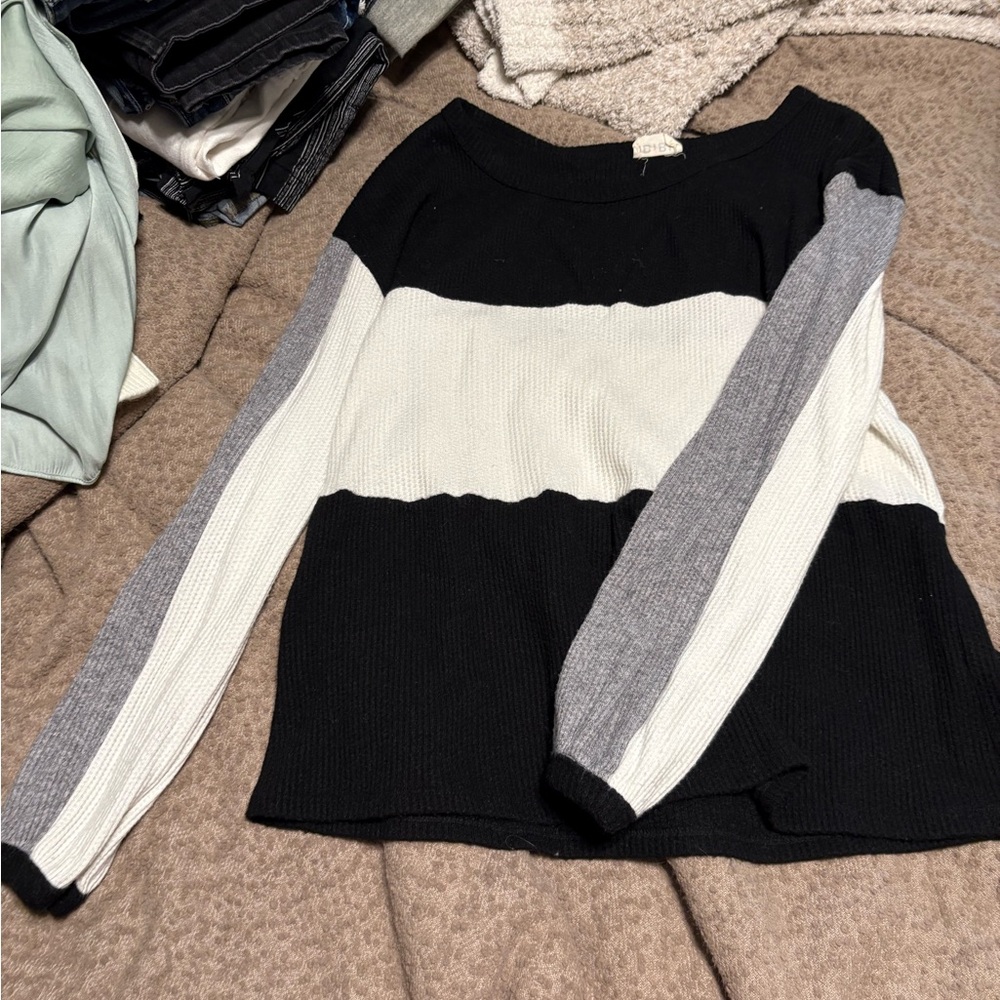 Black and White Colorblock Sweater